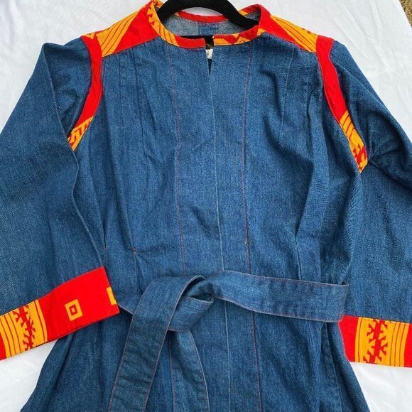 Crossroads MS Denim Cross Front Jacket Lagenlook Shacket - Picture 2 of 13